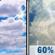 Today: Showers and thunderstorms likely, mainly between 4pm and 5pm.  Partly sunny, with a high near 85. West wind 3 to 5 mph.  Chance of precipitation is 60%. New rainfall amounts of less than a tenth of an inch, except higher amounts possible in thunderstorms. 