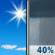 Monday: A chance of showers, with thunderstorms also possible after 2pm.  Mostly sunny, with a high near 73. South wind 6 to 8 mph.  Chance of precipitation is 40%. New rainfall amounts of less than a tenth of an inch, except higher amounts possible in thunderstorms. 