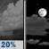Tonight: A 20 percent chance of showers before 9pm.  Partly cloudy, with a low around 48. Calm wind becoming southwest around 5 mph after midnight. 
