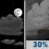 Wednesday Night: A 30 percent chance of showers after 2am.  Partly cloudy, with a low around 62. Calm wind. 
