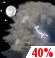 Tonight: A 40 percent chance of showers and thunderstorms, mainly after 11pm.  Mostly cloudy, with a low around 64. Southwest wind 11 to 13 mph.  New rainfall amounts of less than a tenth of an inch, except higher amounts possible in thunderstorms. 