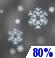 Tonight: Snow showers.  Low around 31. South wind around 6 mph becoming light and variable  after midnight.  Chance of precipitation is 80%. New snow accumulation of around an inch possible. 